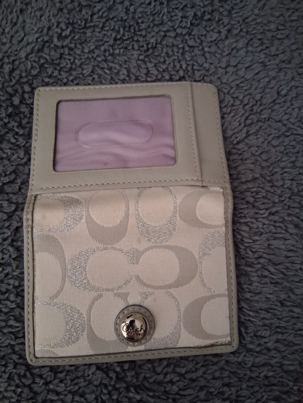 Coach Small ID & Card Holder in Light Beige and Silver - Picture 2 of 4